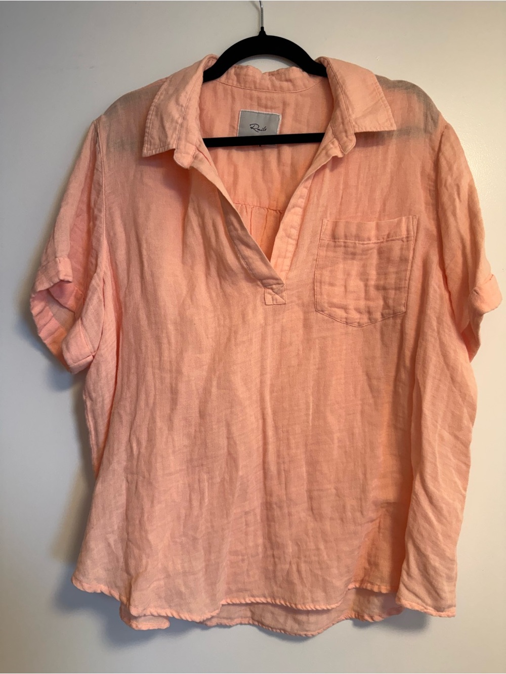Rails Lightweight Peach Short-Sleeve Collared Women's Top